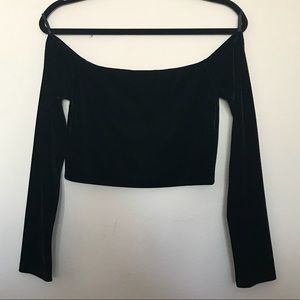 NWT MINKPINK Velvet off the shoulder Crop Top